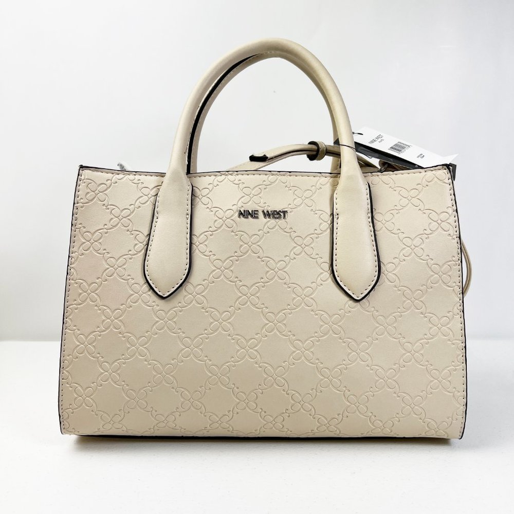 New Nine West Women's Allyce Signature Shoulder Bag, Handbag, Purse Jet Beige - Picture 9 of 10